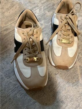 Lucky Brand Tan, Beige & Black Lace-Up Sneakers